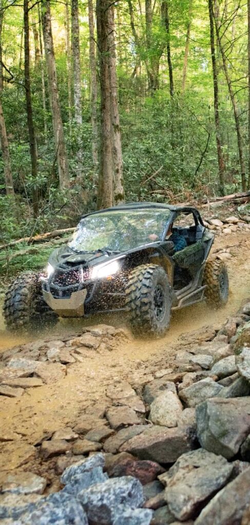Guided UTV ride through rugged forest trail in Pigeon Forge, TN