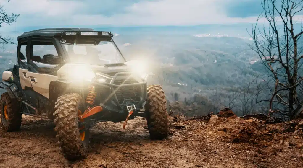 UTV perched on ridgeline in the Smoky Mountain