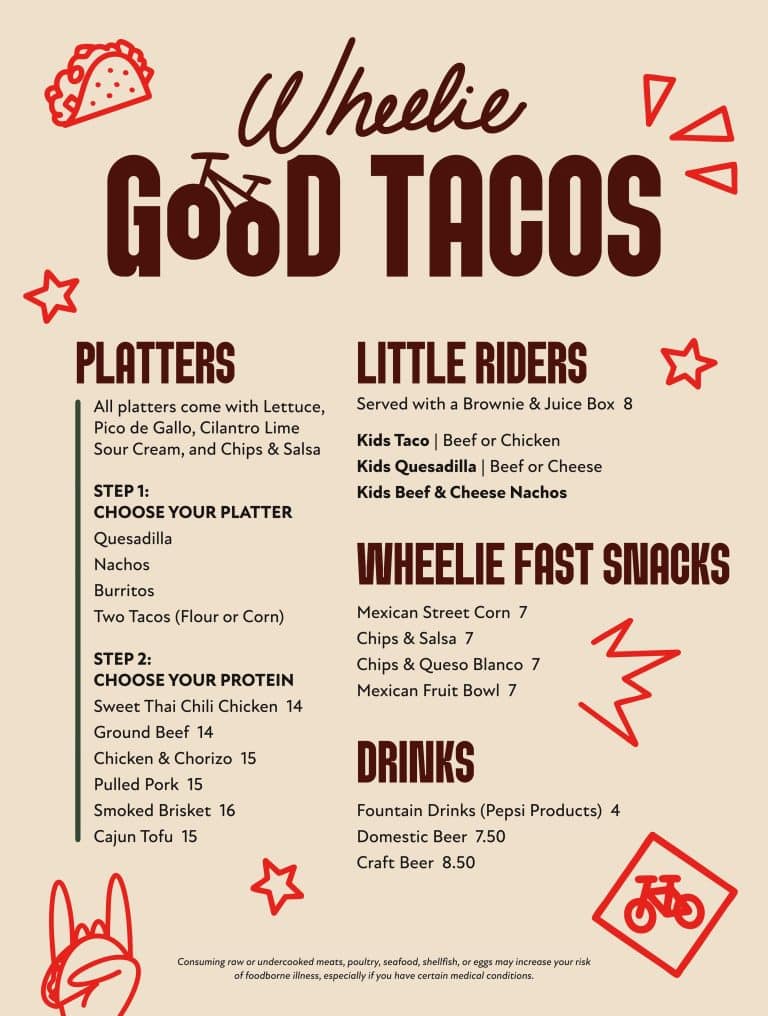 Wheelie Good Tacos Menu